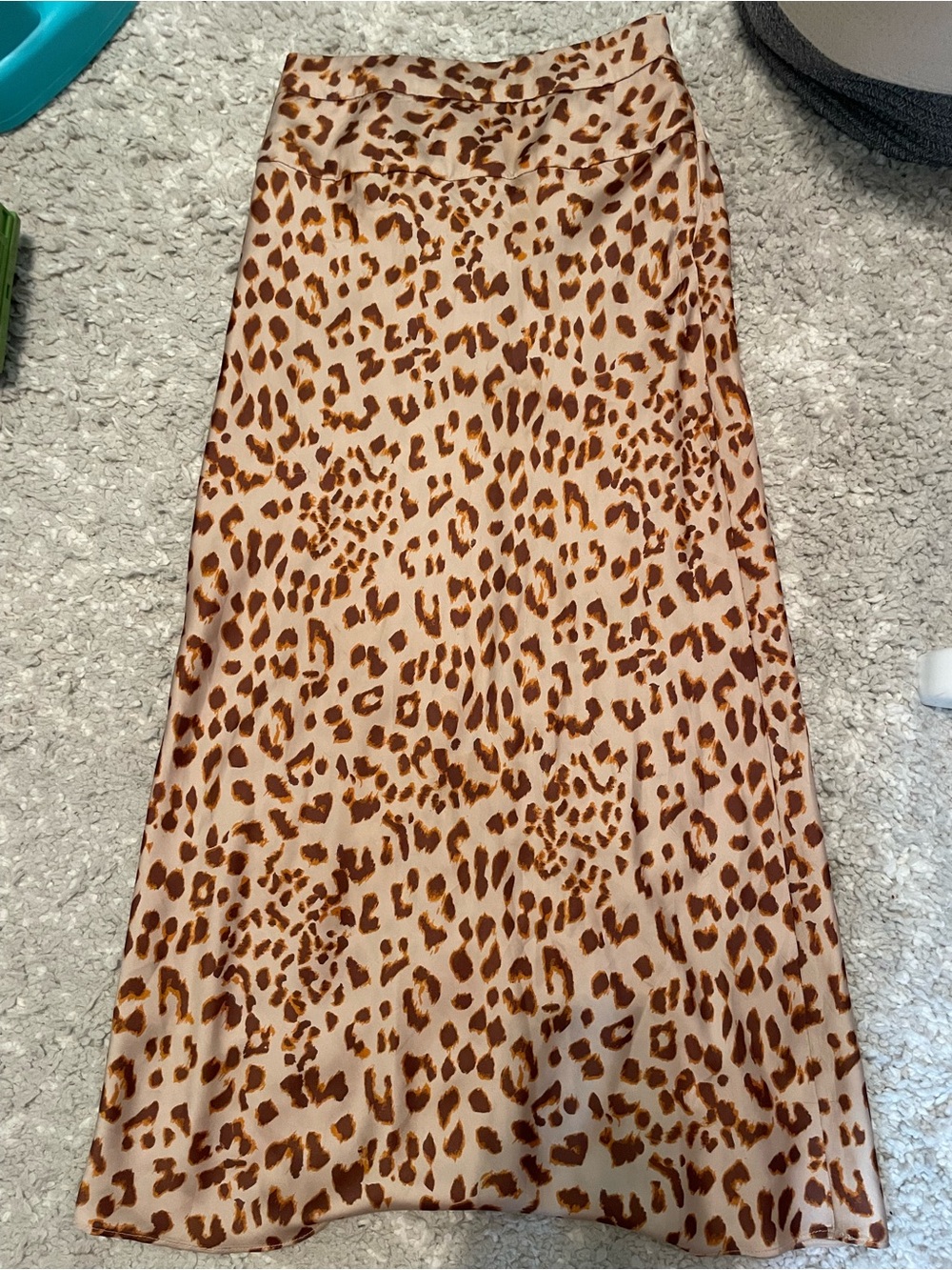 Free People Leopard Print Satin Maxi Skirt - Brown & Cream